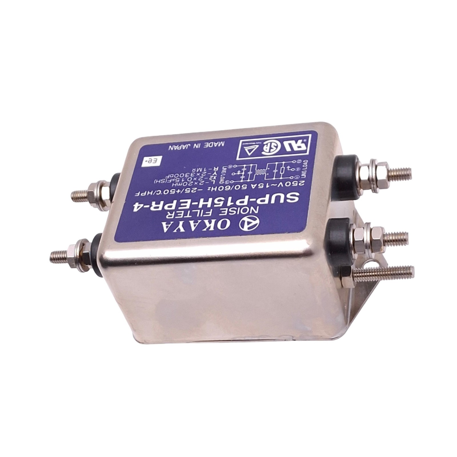 Okaya SUP-P15H-EPR-4 Powerline Noise Filter, 250VAC 15A, 20-30dB 10000Hz