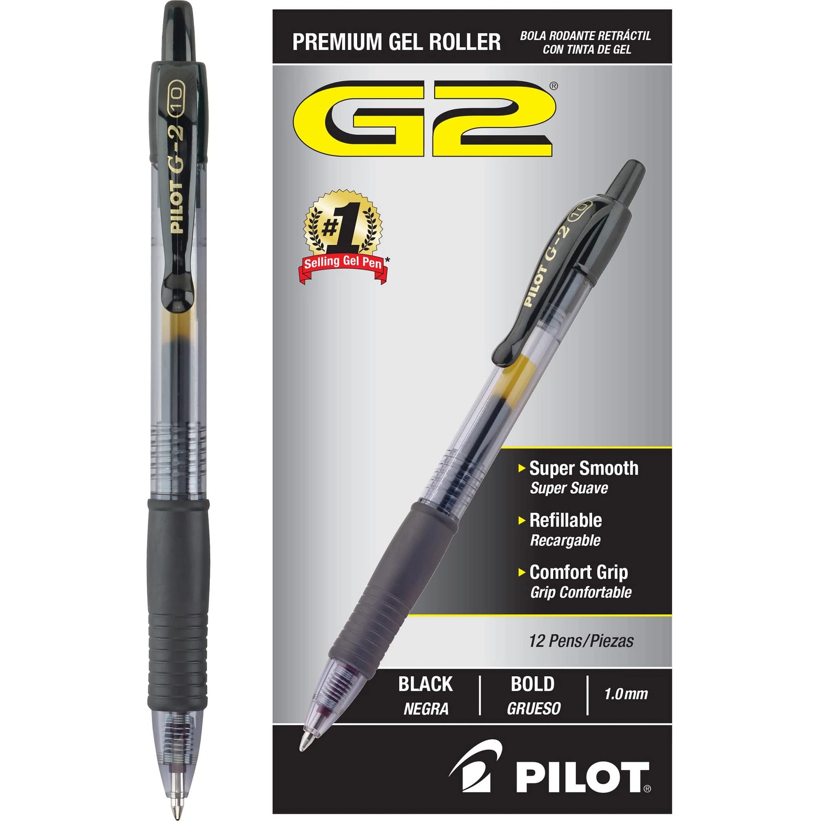 Pilot G2 Bold 10 Mm Black Gel Ink Pen Office Supply 1 Dozen 31256