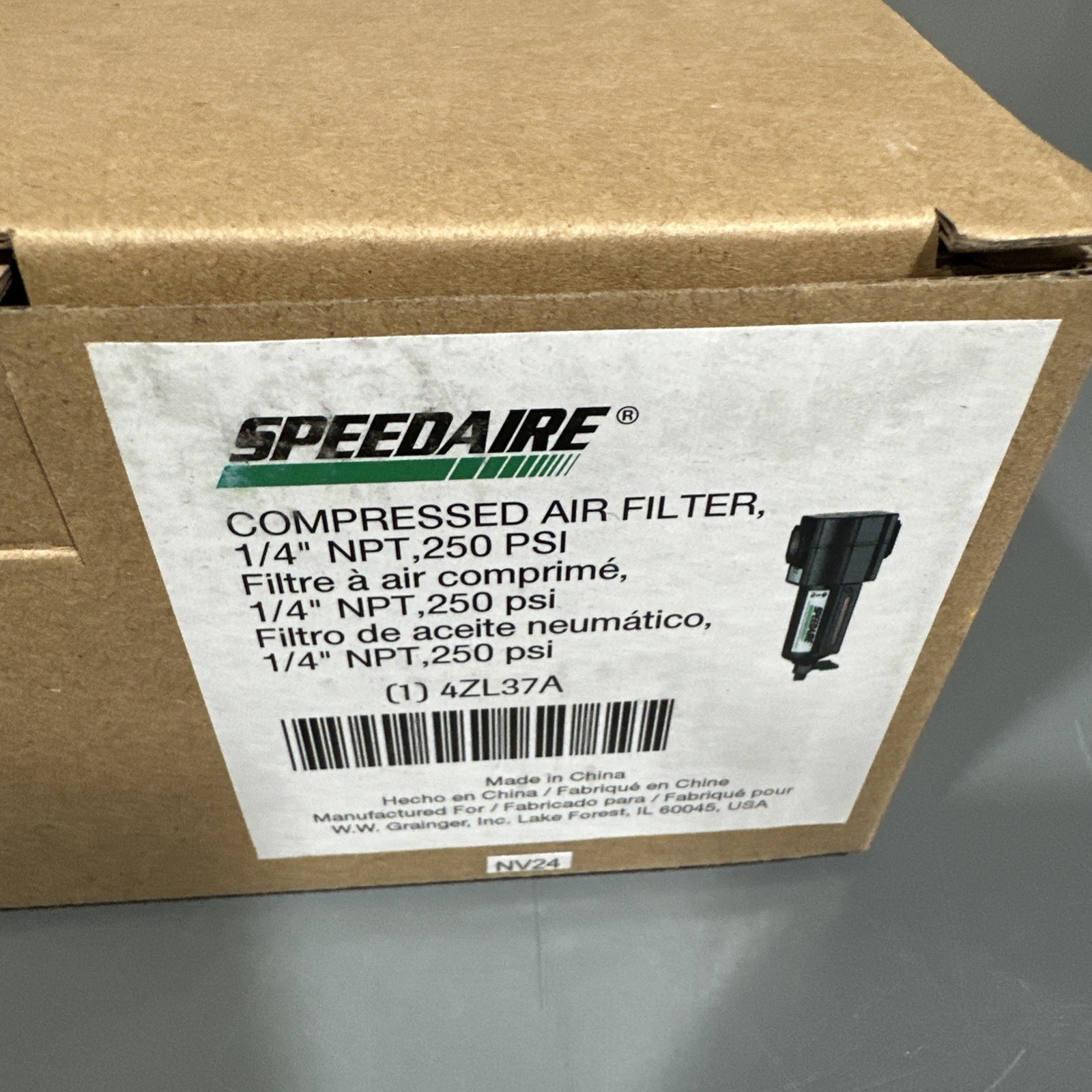 SPEEDAIRE 4ZL37 4ZL37A AIR LINE FILTER 1/4″ INLET 250 PSIG