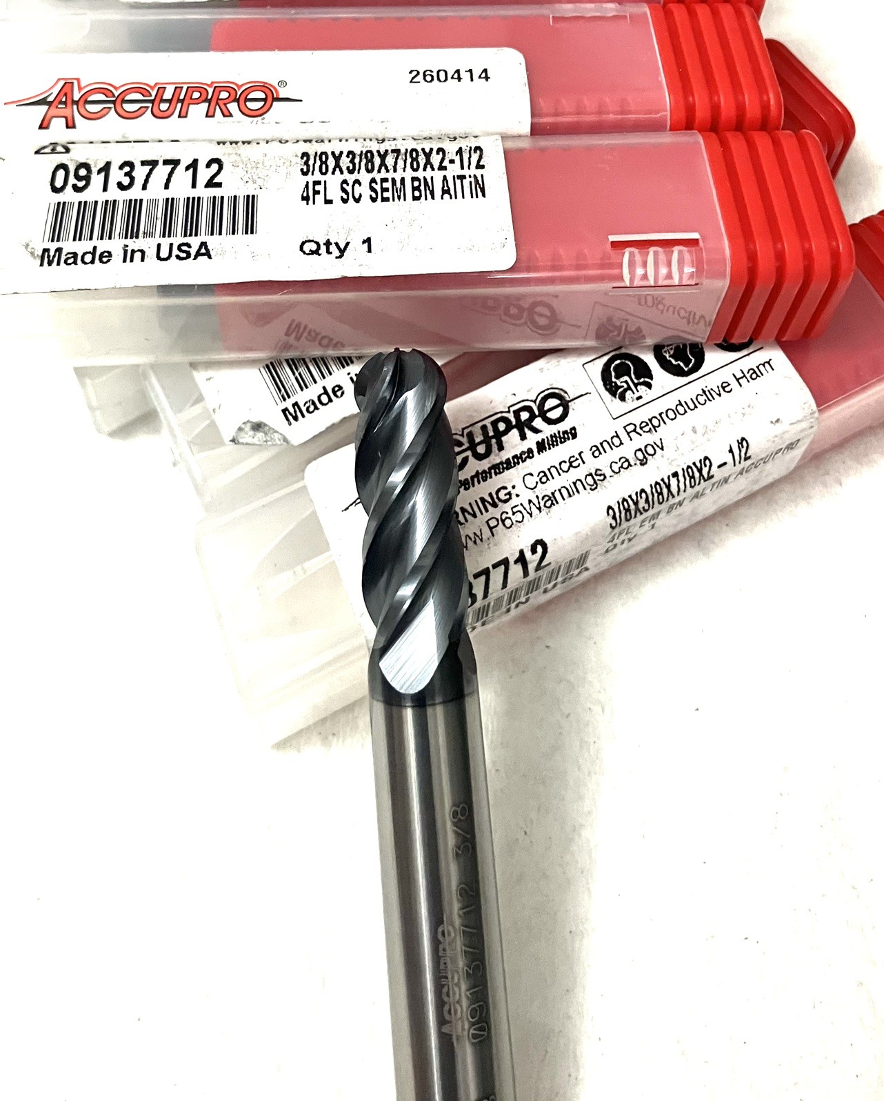 Accupro 3/8″ 4FL Ball Nose End Mill Solid Carbide AlTiN 09137712 NEW