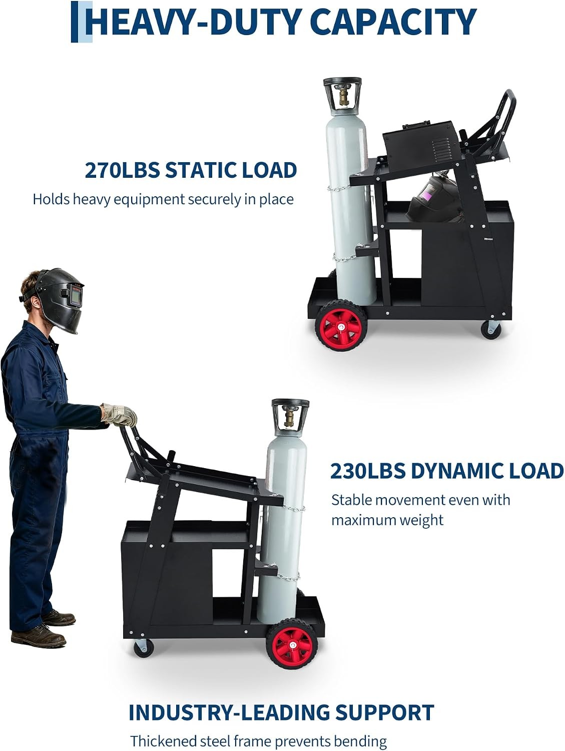 Welding Cart with 4 Drawers & Gas Tank Holder for Welder MIG TIG Plasma Cutter