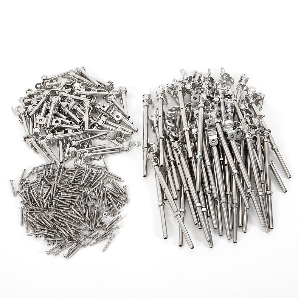 50* 3/16″ T316 Stainless Steel Cable Railing Hardware Turnbuckle Tensioner Kit