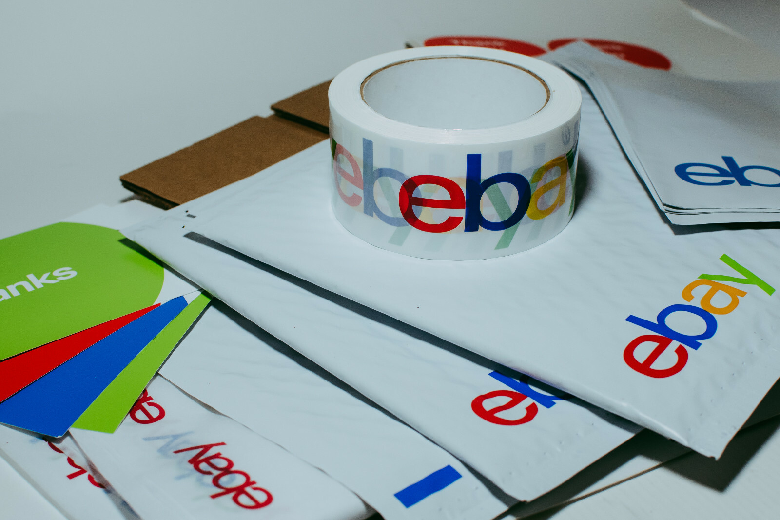 42 Ebay Branded Shipping Supplies STARTER KIT Box Envelopes Tape Tissue Postcard