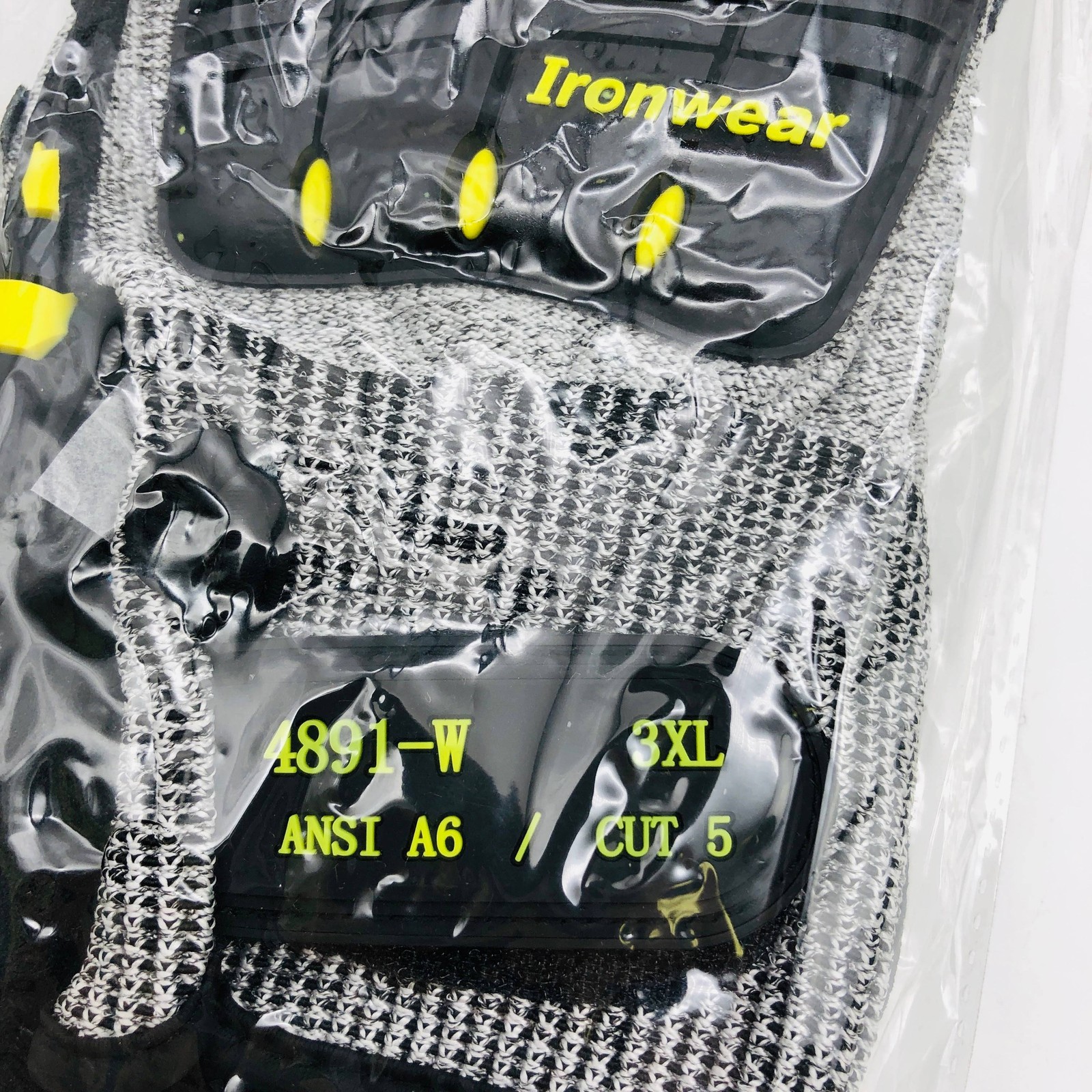 Ironwear 4891-W Work Gloves Size 3XL Cut Resistant A4 Extra Wide TPR 3 Pairs