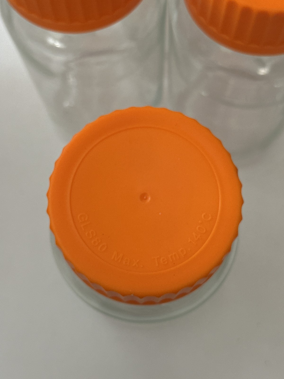 Lot of 6 GLS 80 Storage Lab Glass Bottle Jars 1000ml Orange Screw Cap Wide Mouth
