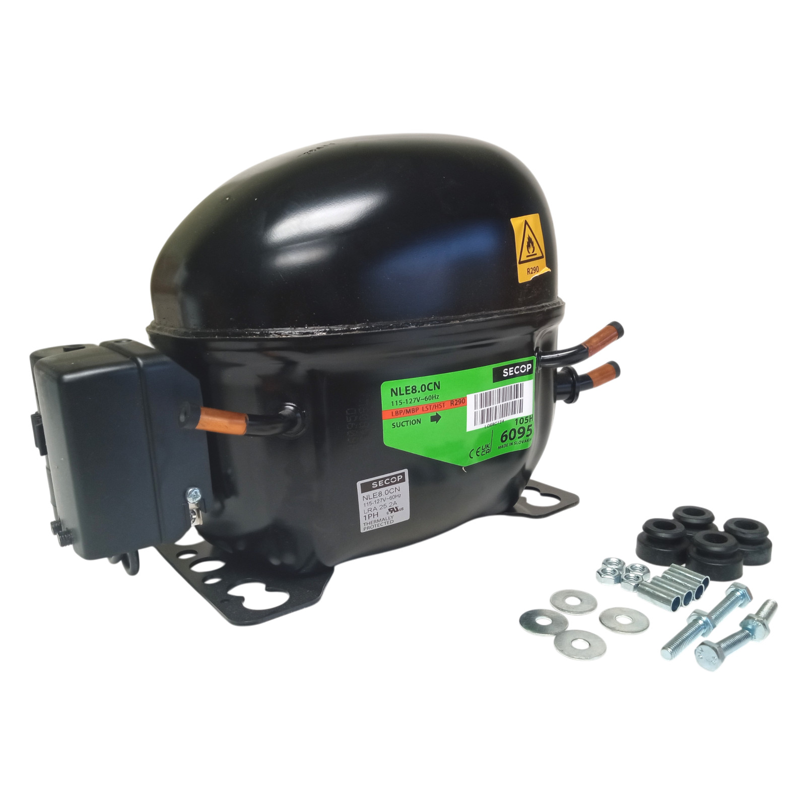 Secop NLE8.0CN Compressor 2/5HP LBP/MBP/HBP 115V R-290 for Beverage Air 219175
