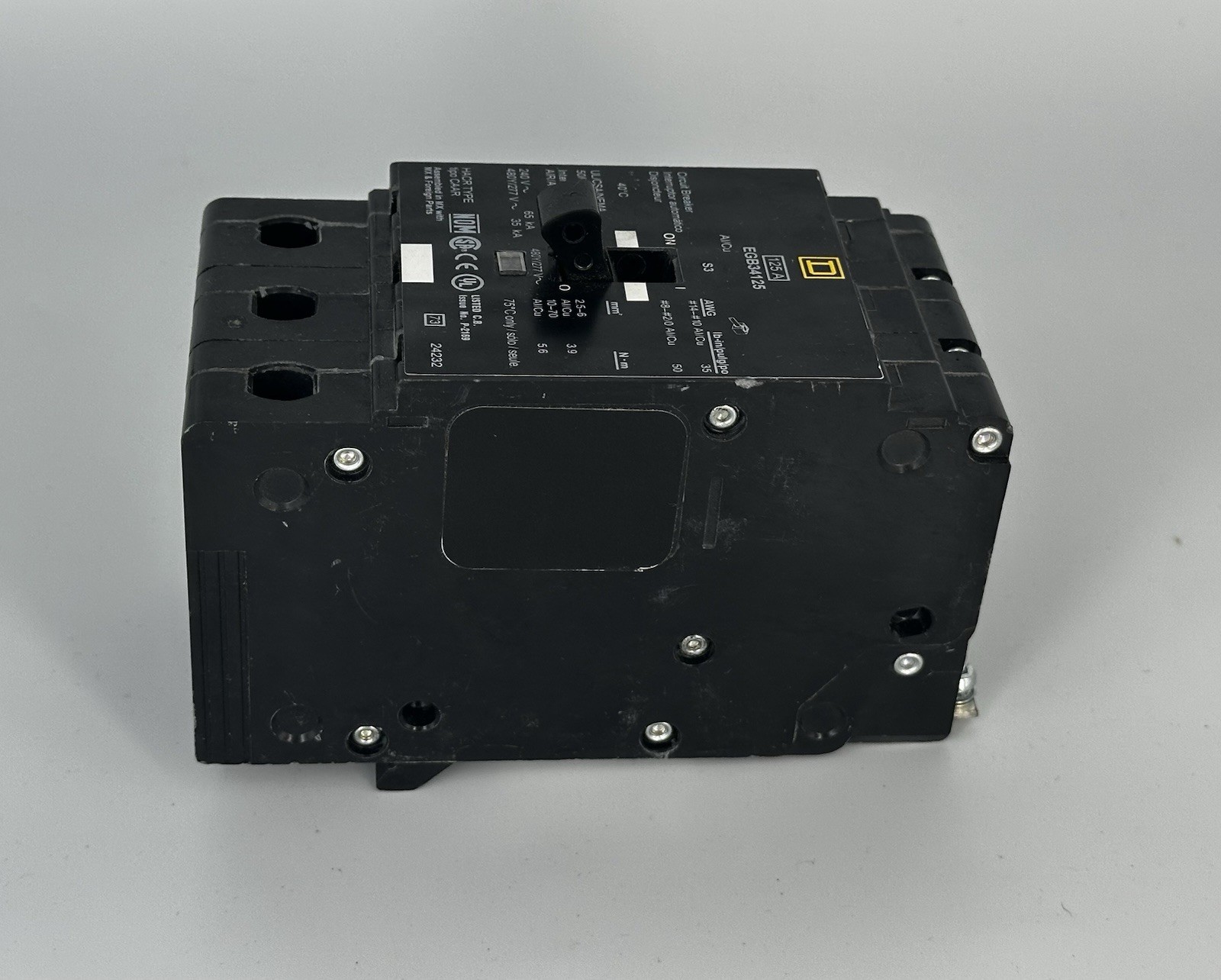 Square D EGB34125 125 Amp 3 Pole 480Y/277V 35kA Molded Case Circuit Breaker NEW