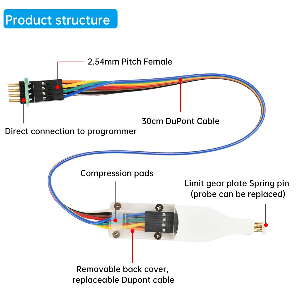 For Program SOP8/WSON8/QDFN8 SPI Adapter Clip Pin Flash on Chip Read＆Write Probe