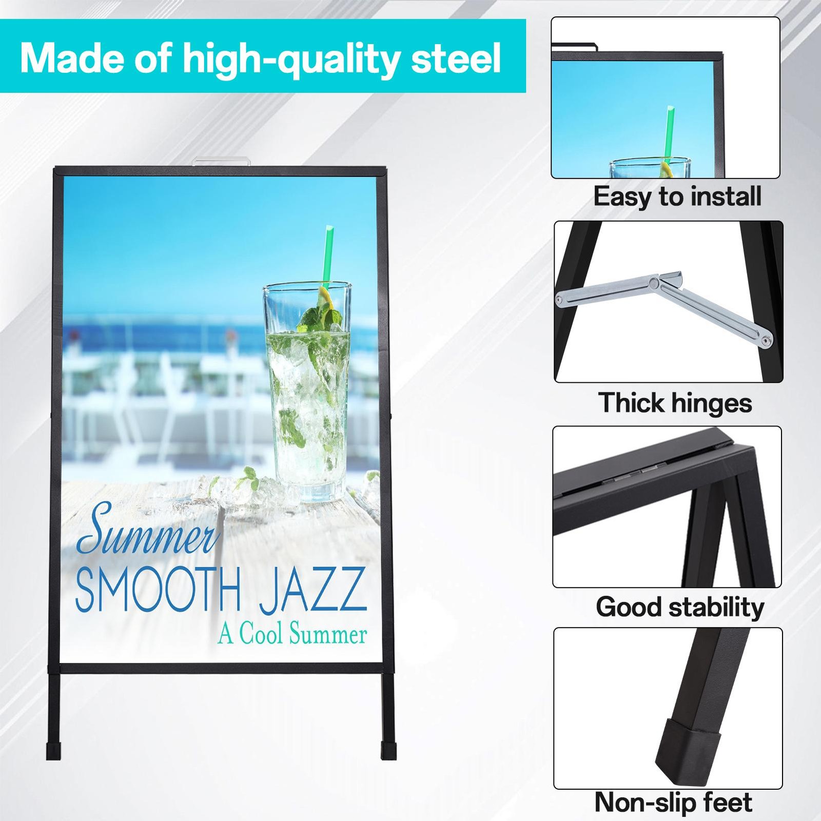 A Frame Sidewalk Sign 24 x 36 Inch Outdoor, Double-Sided Folding Sandwich Board