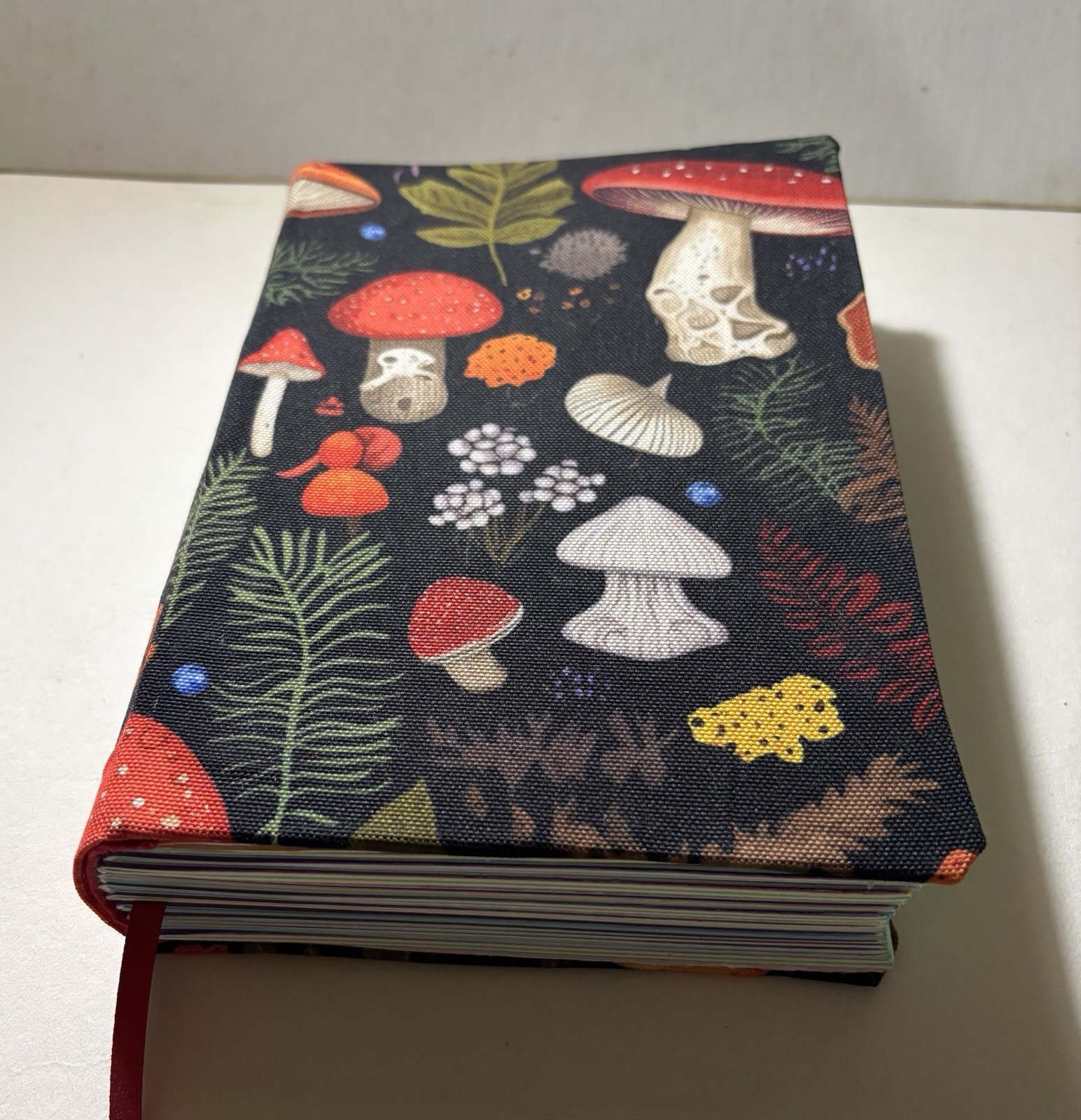 Handmade Mushroom Fabric – Sketchbook Blank Journal Book – 8. 5 in. x 5.8 in.