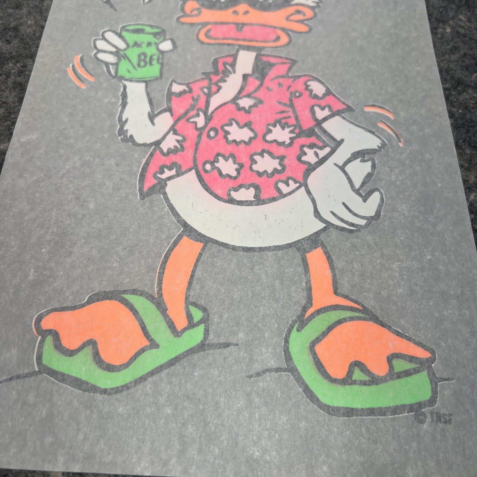 VTG Original 1980’s Neon Beer Party Duck Iron On Transfer ~12″ x 6.5″