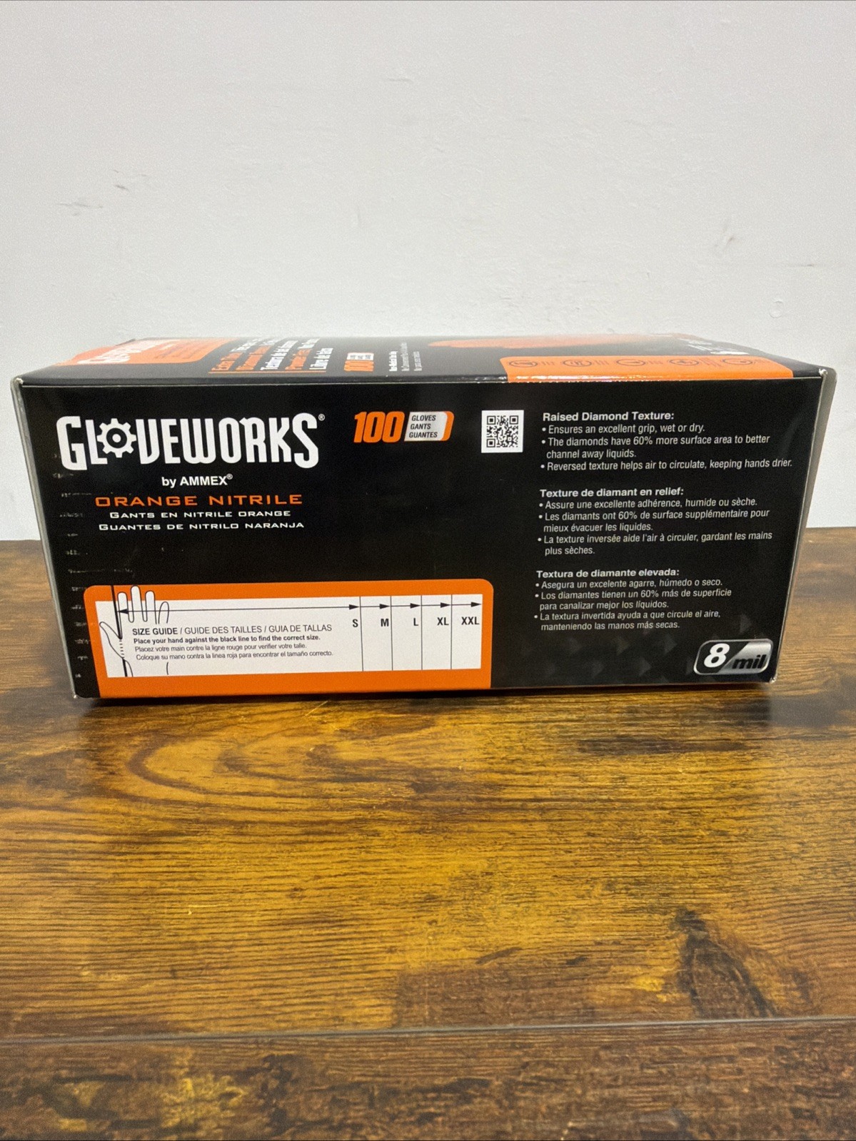 Gloveworks 100-Pack 8 Mil Nitrile Disposable Rubber Gloves, Medium, Orange New