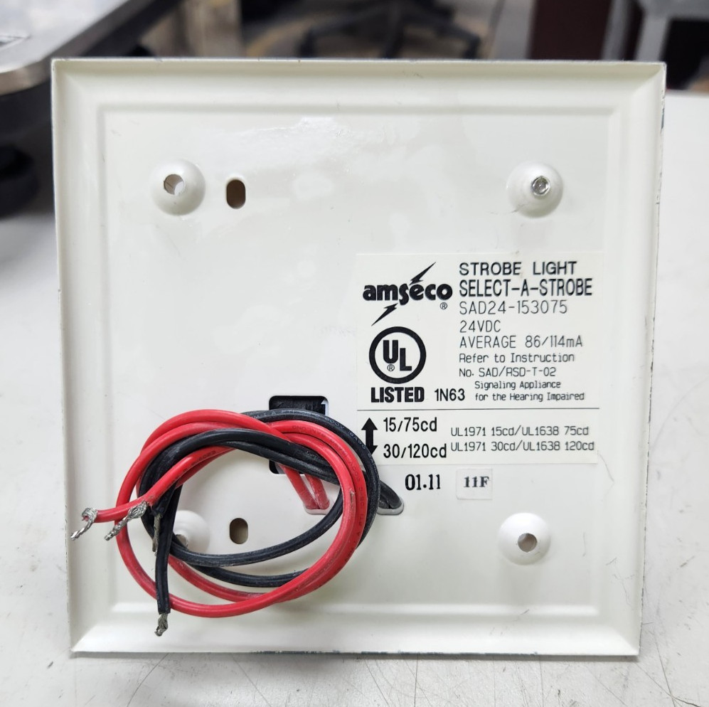 😎 AMSECO SAD24-153075 STAND ALONE ADA STROBE WHITE WALL/CEILING MOUNT 24 VDC