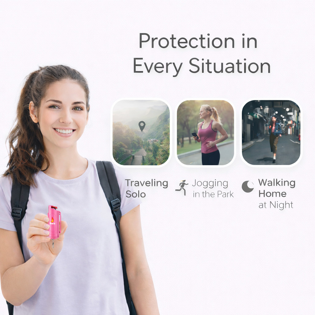 BURN PEPPER SPRAY Maximum Strength Self Defense Security Keychain Pink 2 Pack