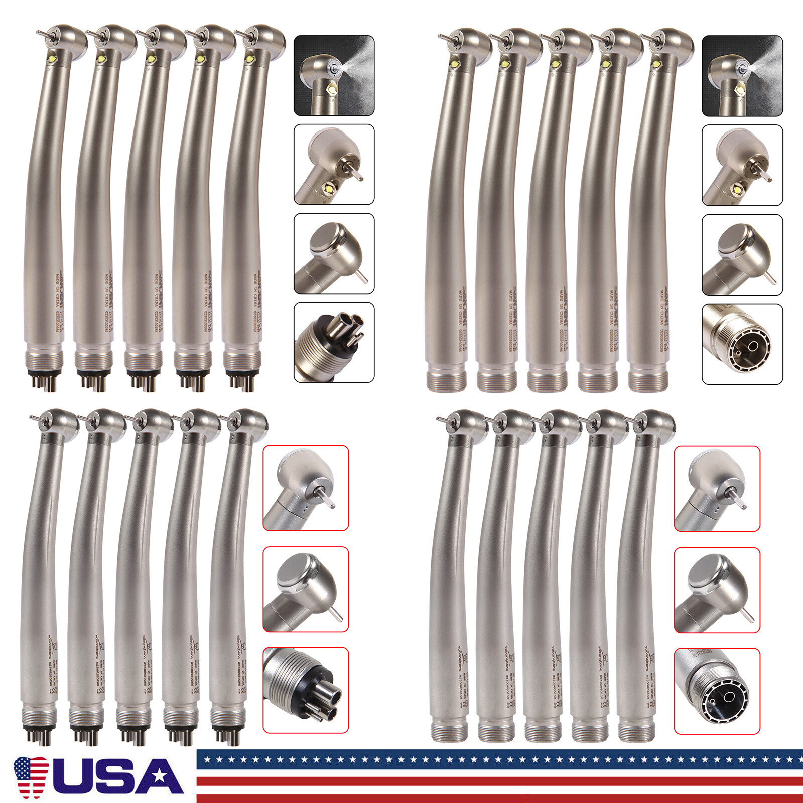 1-10 Yabangbang Dental (LED E-generator) High Speed Handpiece 4/2 Hole NSK Style