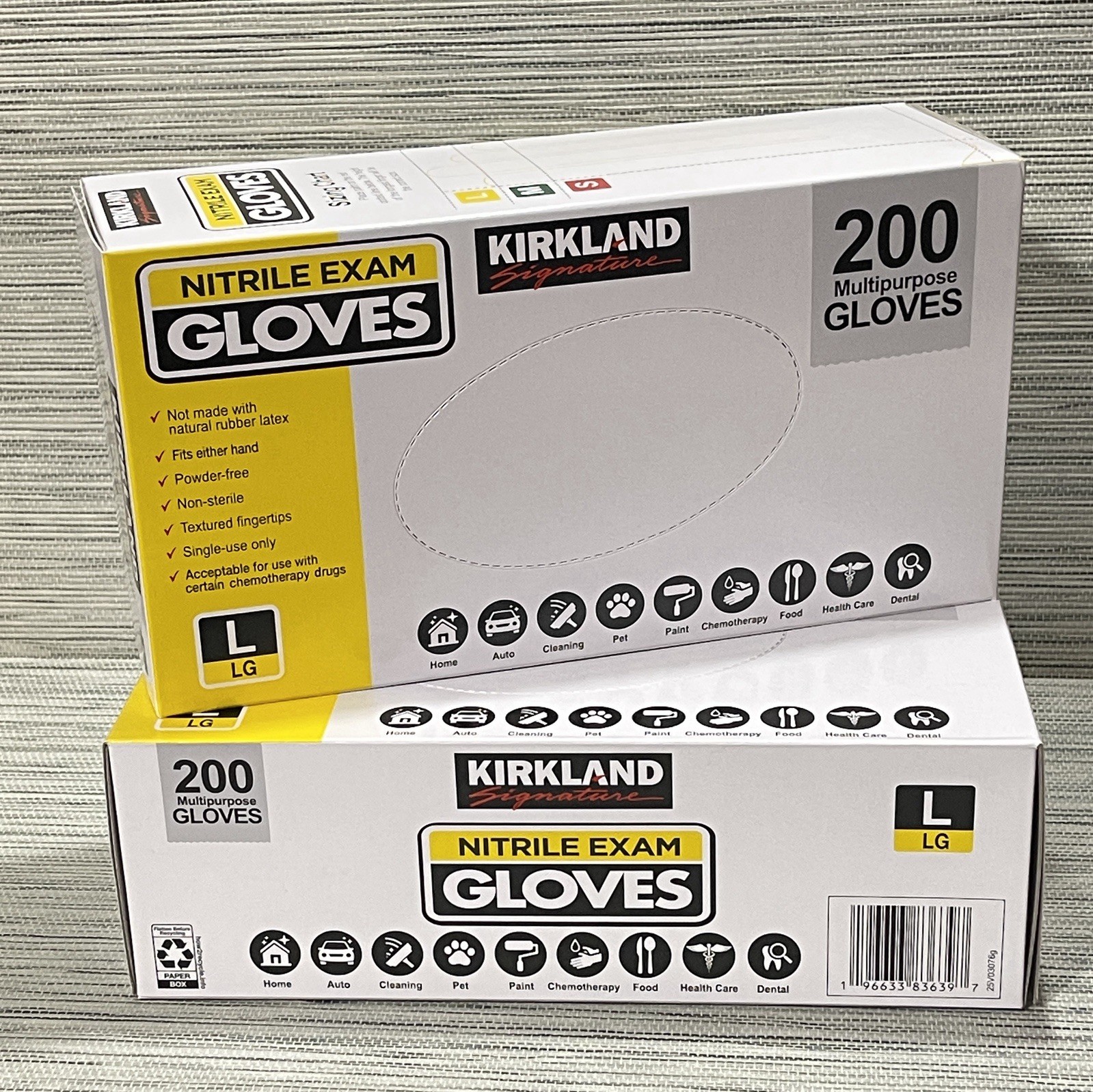 Kirkland Size L Nitrile Gloves 200 Ct Powder-Free Non-Latex Gloves Blue