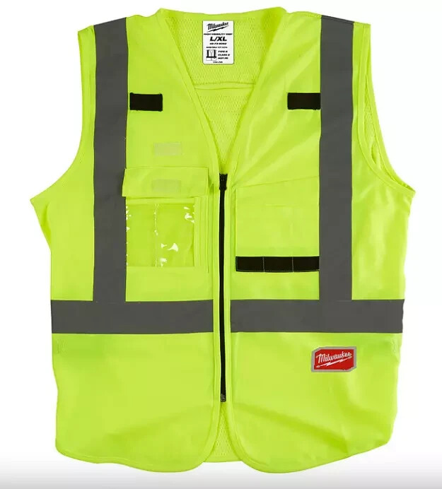 MILWAUKEE 48-73-5063 HIGH VISIBILITY YELLOW SAFETY VEST 10 POCKETS – XXL/XXXL