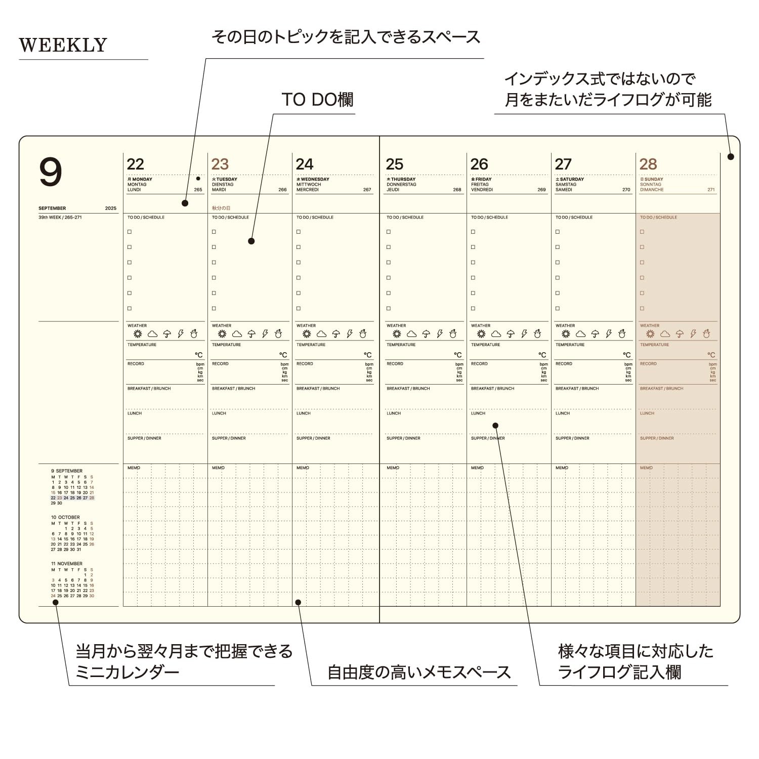 Laconic Planner 2026 B6 Weekly Hardcover Beige LYS09-220BE