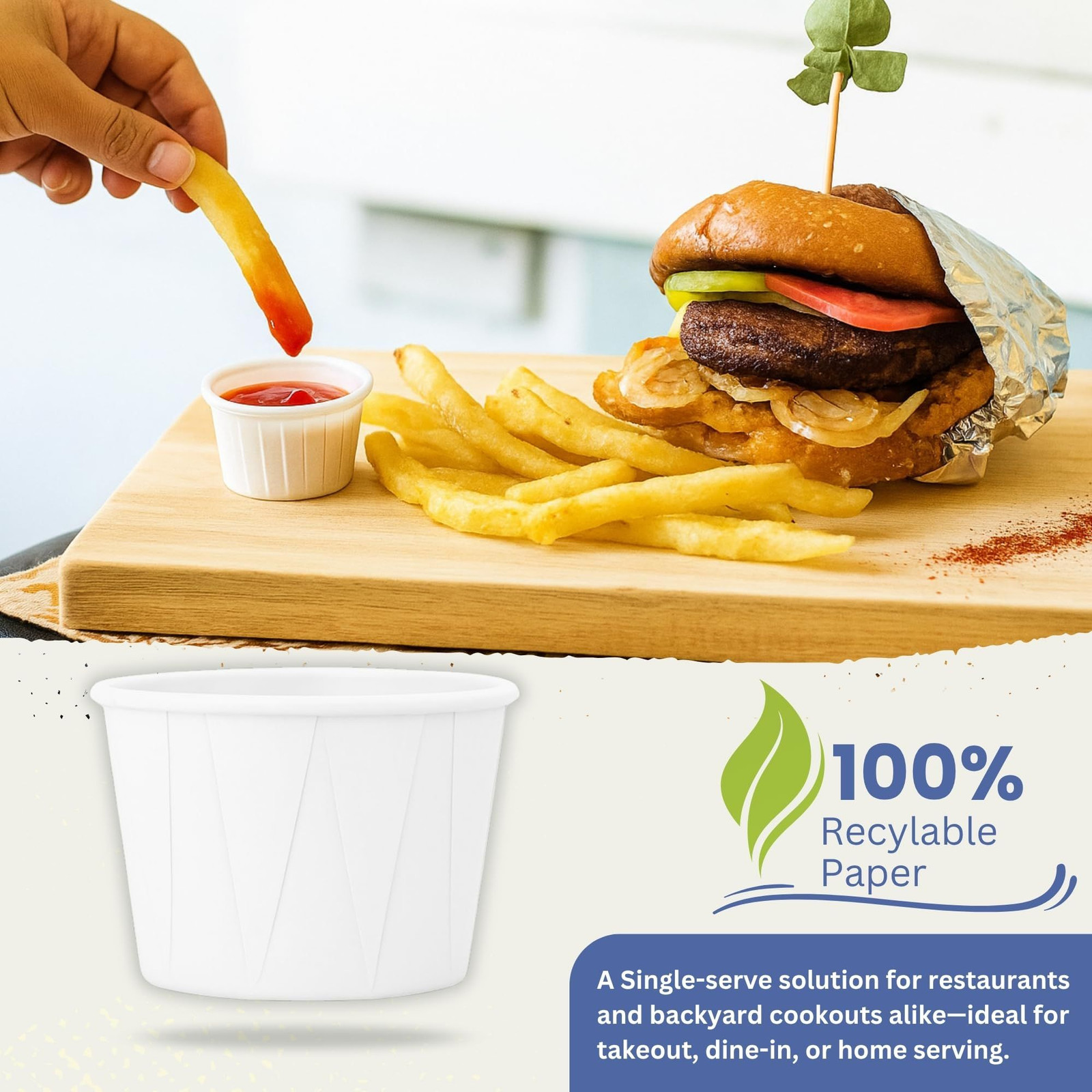 1 Oz Paper Souffle Cups (1000 Pack) Disposable Portion 1 Ounces, White