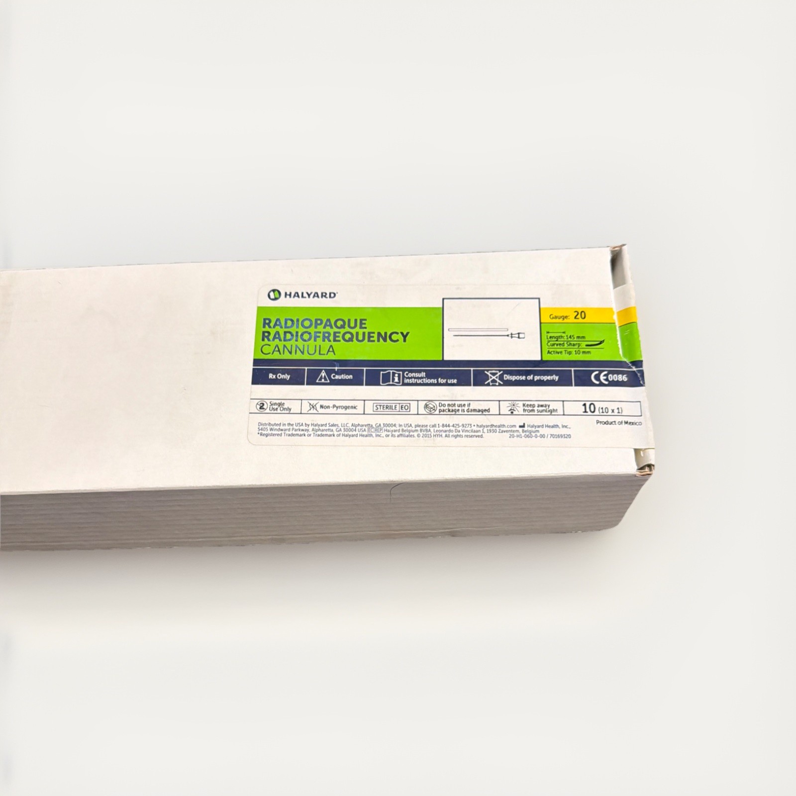 HALYARD PMF20-145-10CS Radiopaque RF Cannula 20G 145mm — Expired Lab / Training