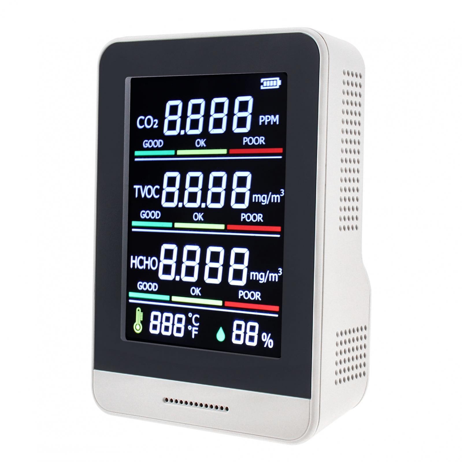 New 5 In 1 Air Monitor CO2 HCHO TVOC Portable Gas Analyzer Infrared Temperature