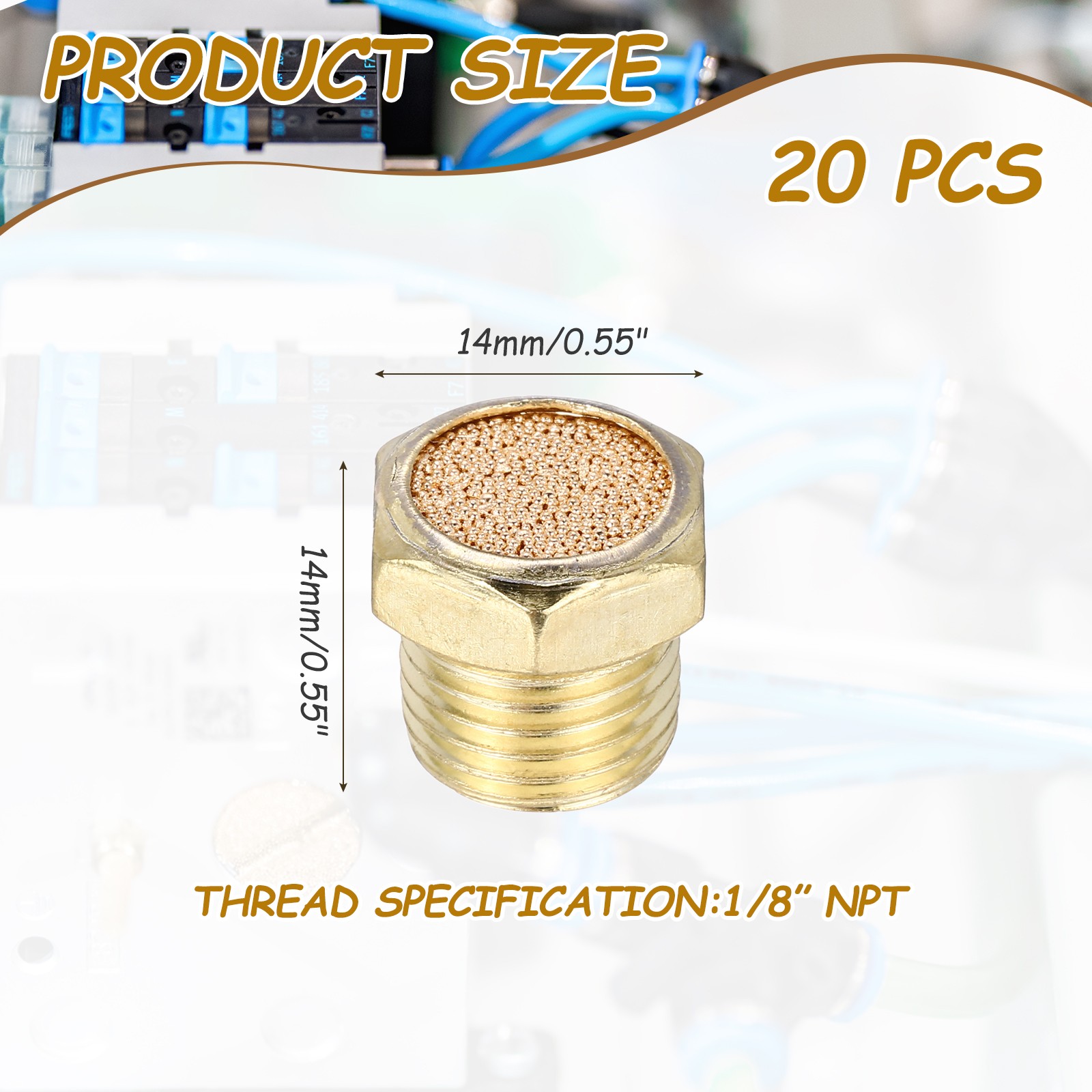 20PCS Pneumatic Exhaust Muffler, 1/4″ NPT Male Muffler Air Line Fitting