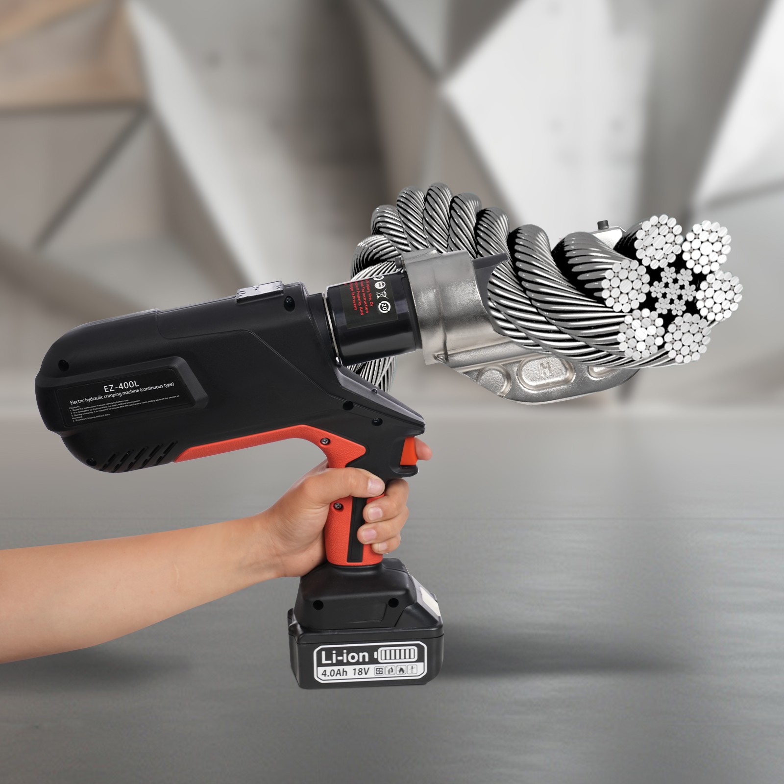 Rechargeable Electric Hydraulic Plier Crimping Tool 16-400mm² Crimper 18V 12Dies