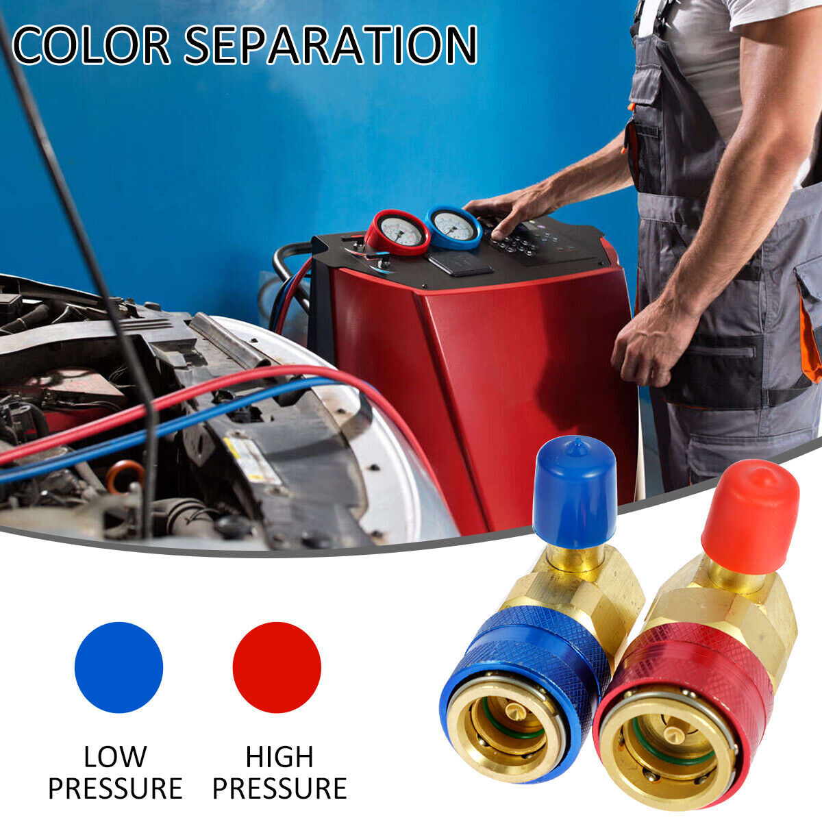 2 Car Air Conditioner Quick Connector AC Manifold Gauge High/Low Coupler Adapter