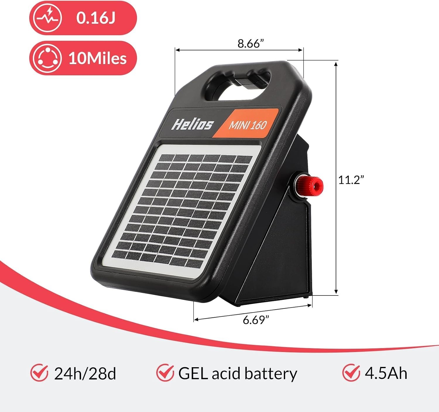 Powerful Solar Electric Fence Energizer, 10-Mile Range