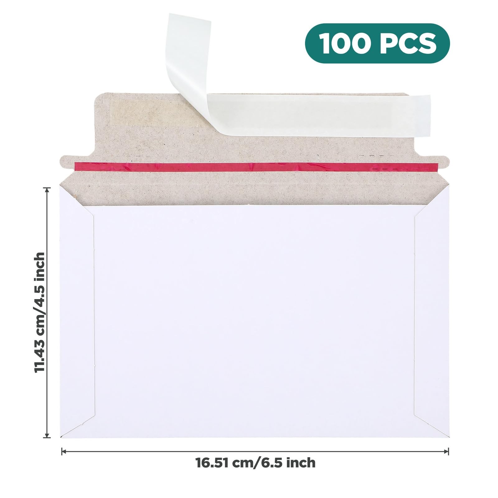 100 Pack 6.5×4.5 Inch Rigid Mailers Self Seal Stay Flat White Cardboard Photo…