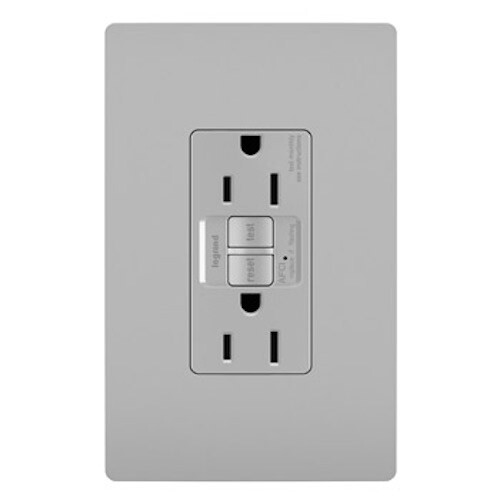 TAMPER-RESISTANT 15A OUTLET BRANCH CIRCUIT AFCI RECEPTACLE, GRAY