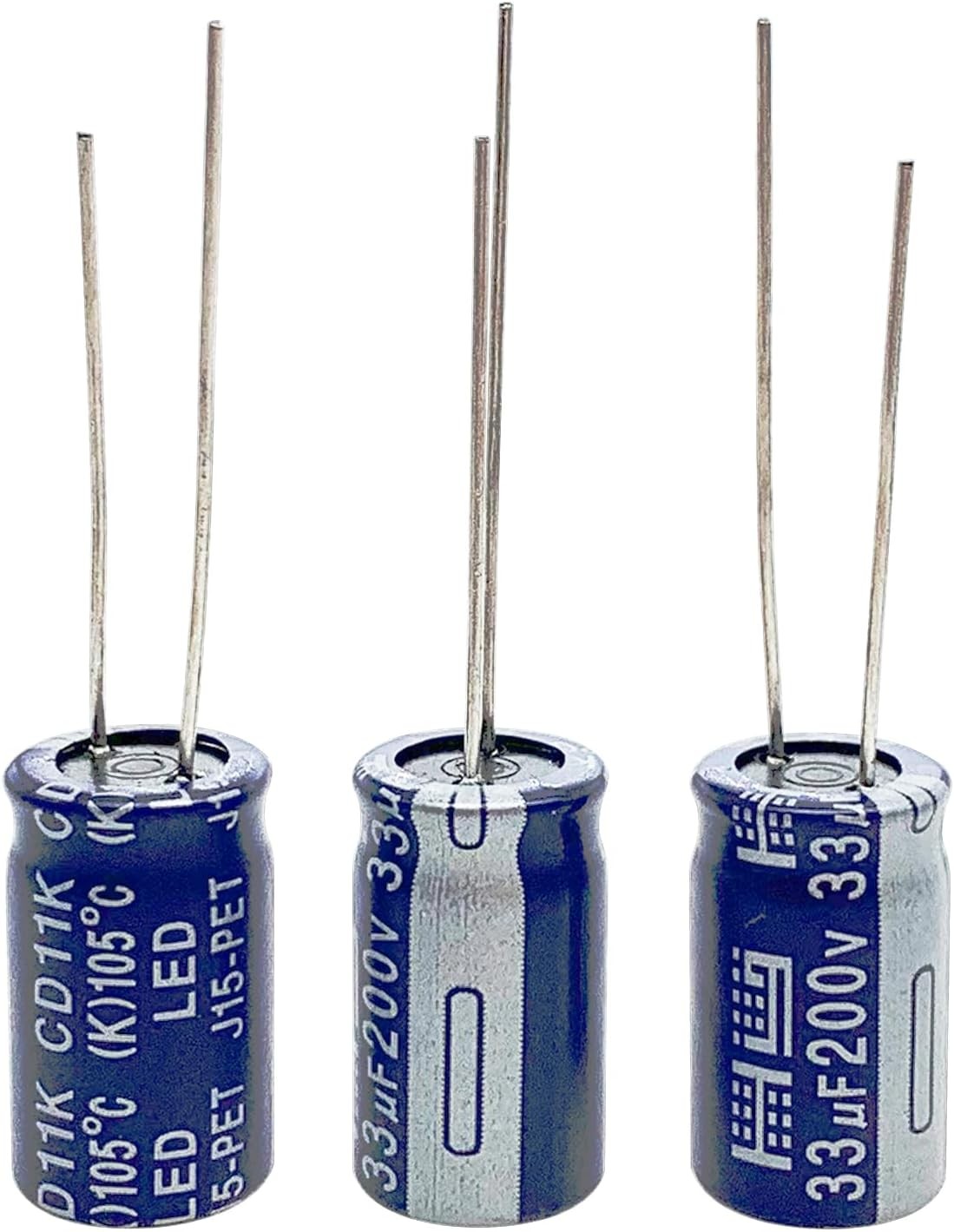 10pcs 200V 33UF Capacitor 10x16MM(0.39×0.63in) Aluminum Electrolytic Capacitors