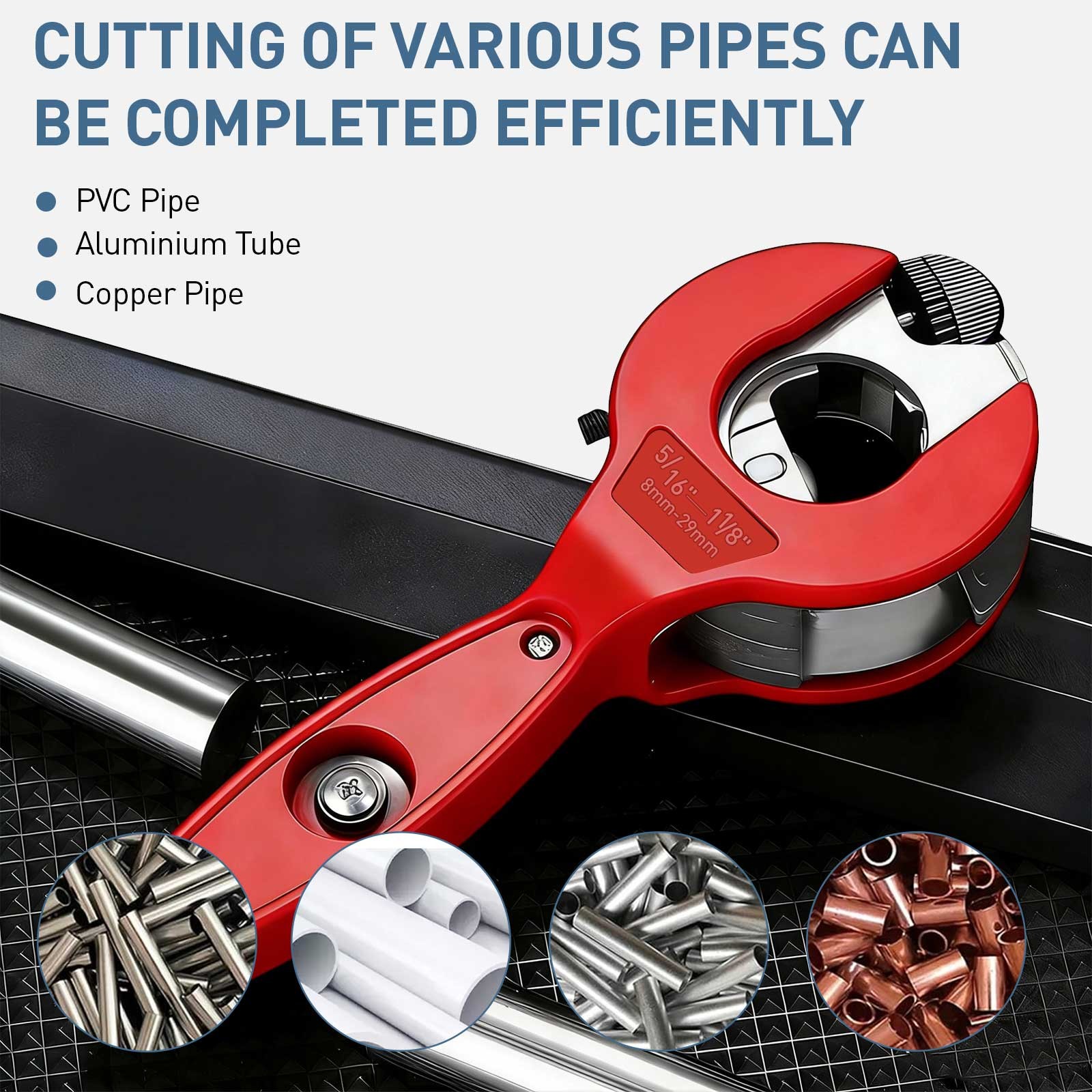 Ratcheting Tube Cutter+Deburring Tool Set for Copper PVC Pipe HVAC Plumbing Auto