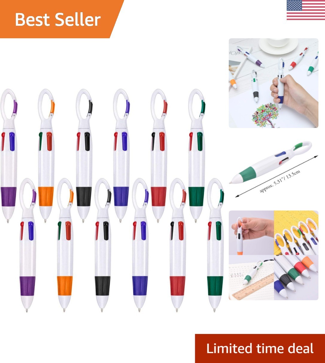 Lightweight Retractable Shuttle Pens Set – 4 Colors, 12 Pieces for Daily Use