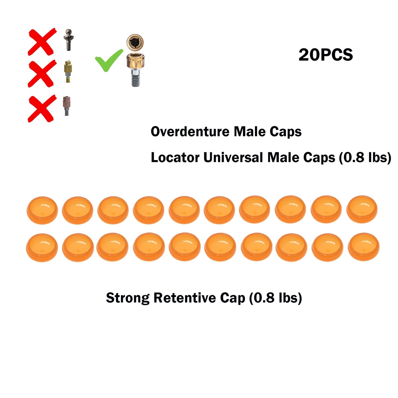 US Dental Overdenture Retention Caps For Implant Zest Locator Abutment Inserts