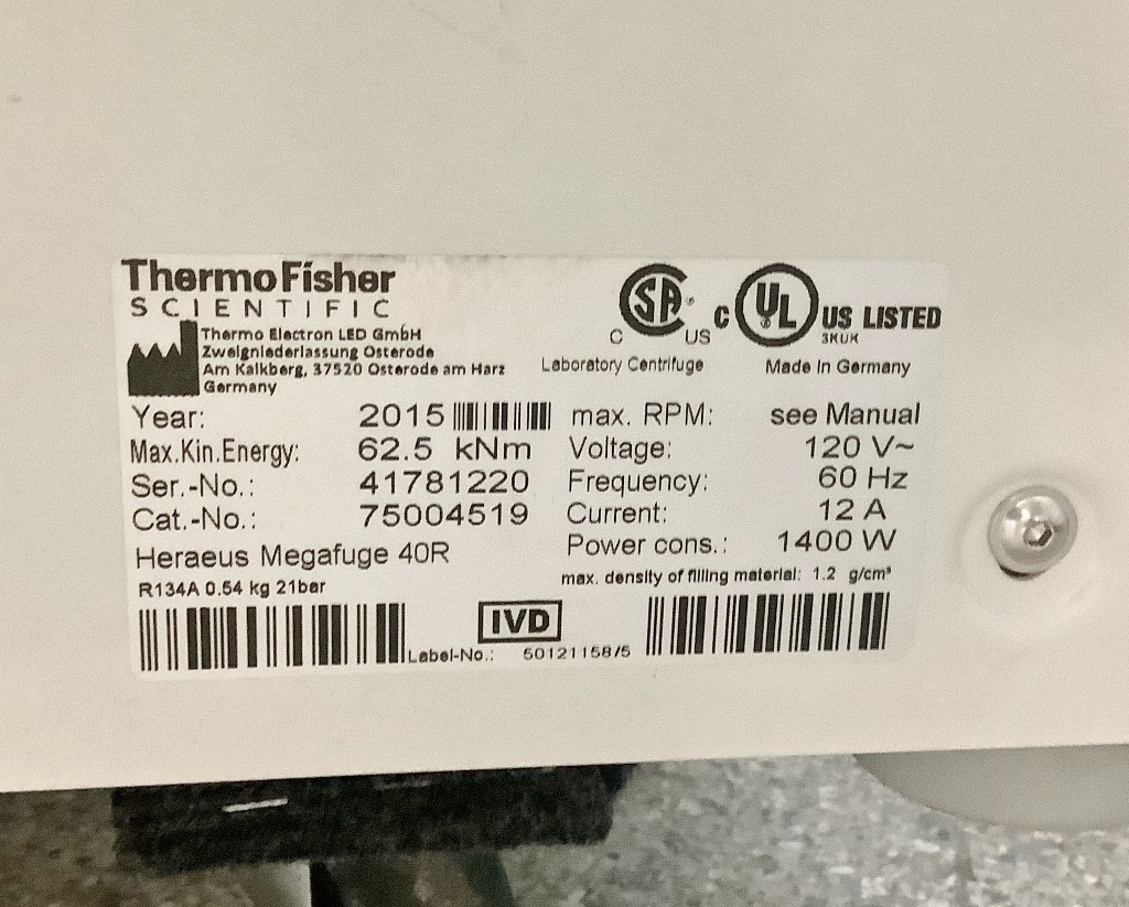 Heraeus Megafuge 40R Refrigerated Centrifuge TESTED with Warranty SEE VIDEO