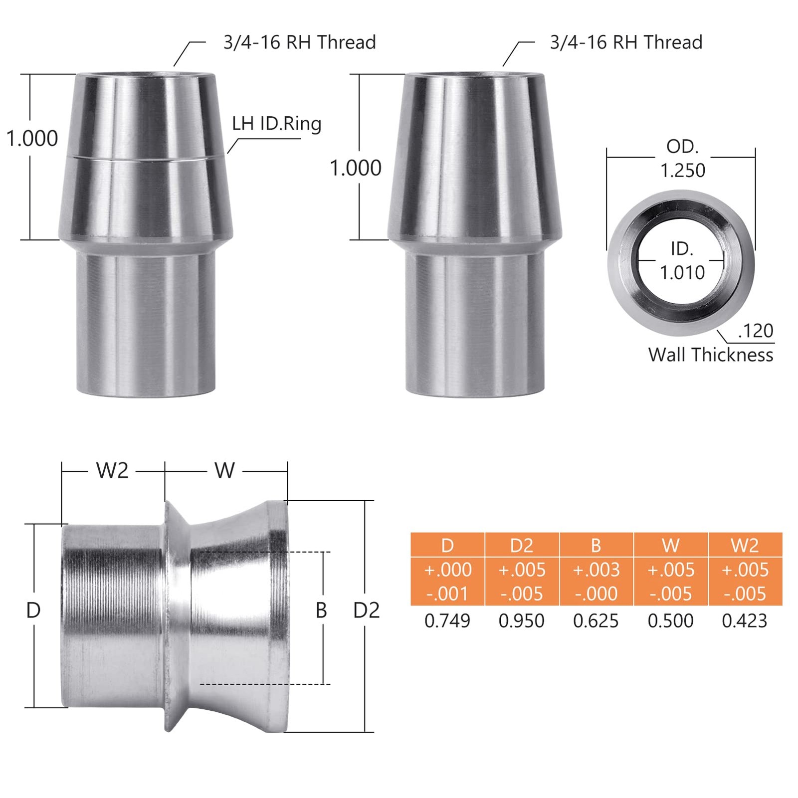 1 Set 3/4 Inch Heim Joint Rod End Kit .750 Inch Chromoly Steering Suspension