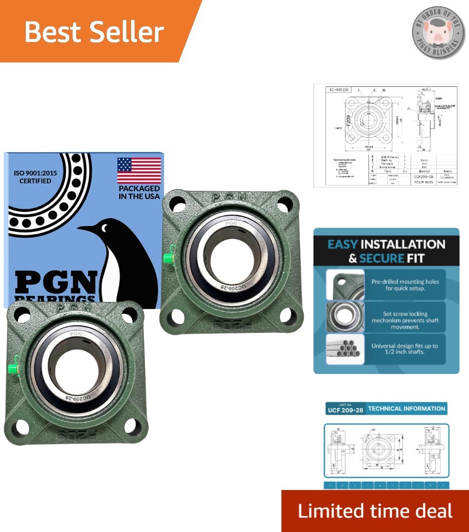 Ultra-Durable Chrome Steel Pillow Block Bearings with Solid Cast Iron Housing