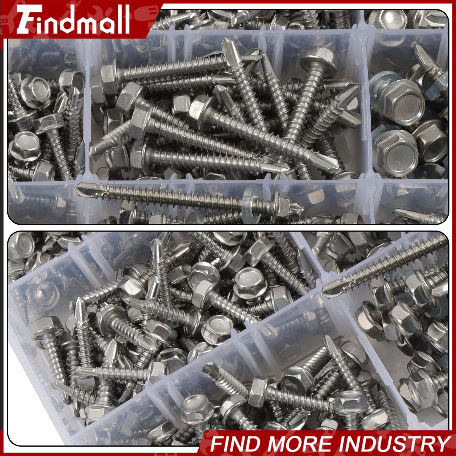 370Pcs #8#10#14 Self Drilling Screws Assortment Kit,410 Stainless Steel