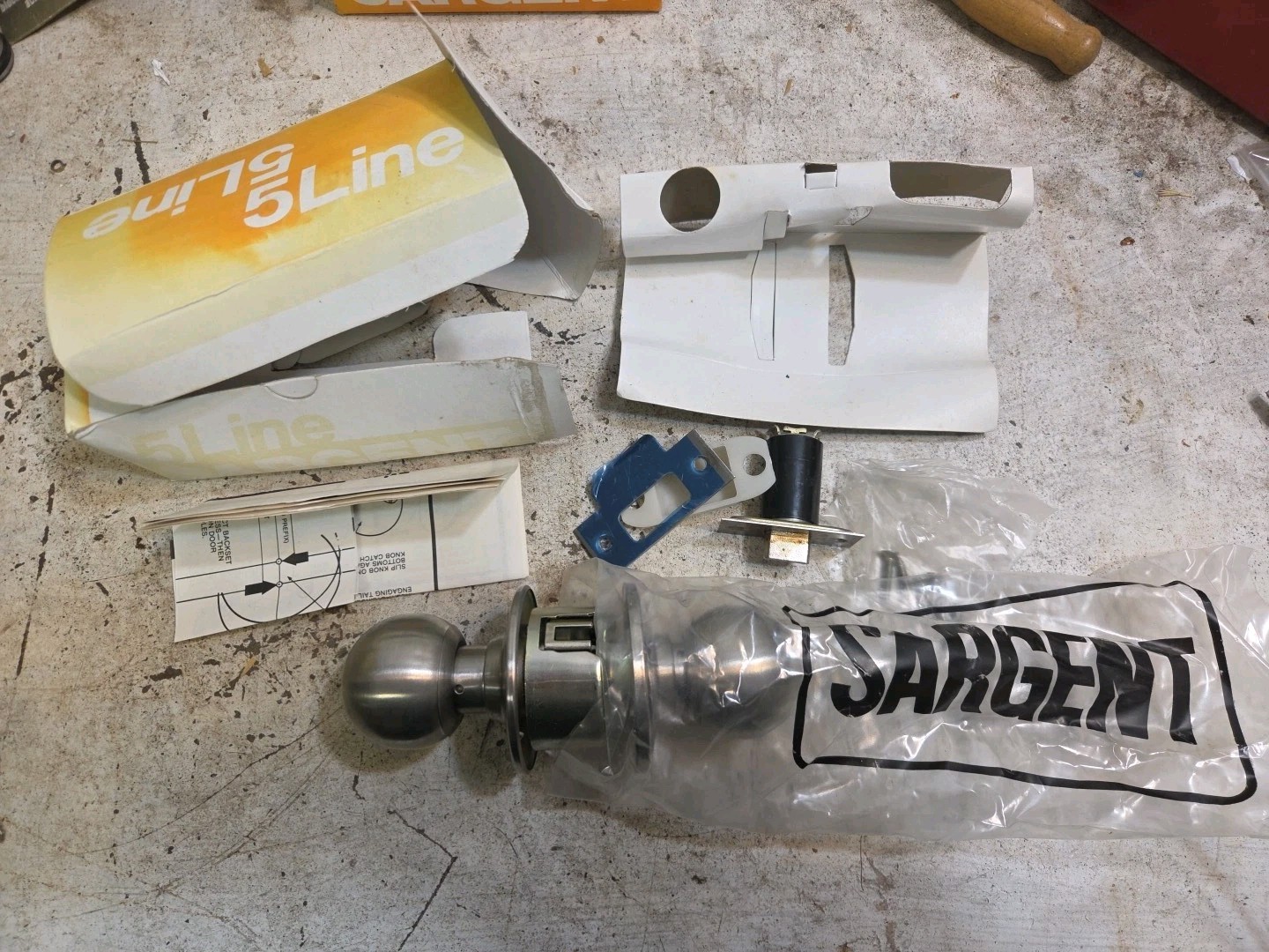 Sargent 5 Line Bored Cylindrical, Door Knob Handle (Stainless) Nos Passage