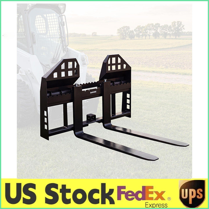 Garvee 45″ 4000Lbs Skid Steer Pallet Fork Quick Attach with 48″ Forklift Blades