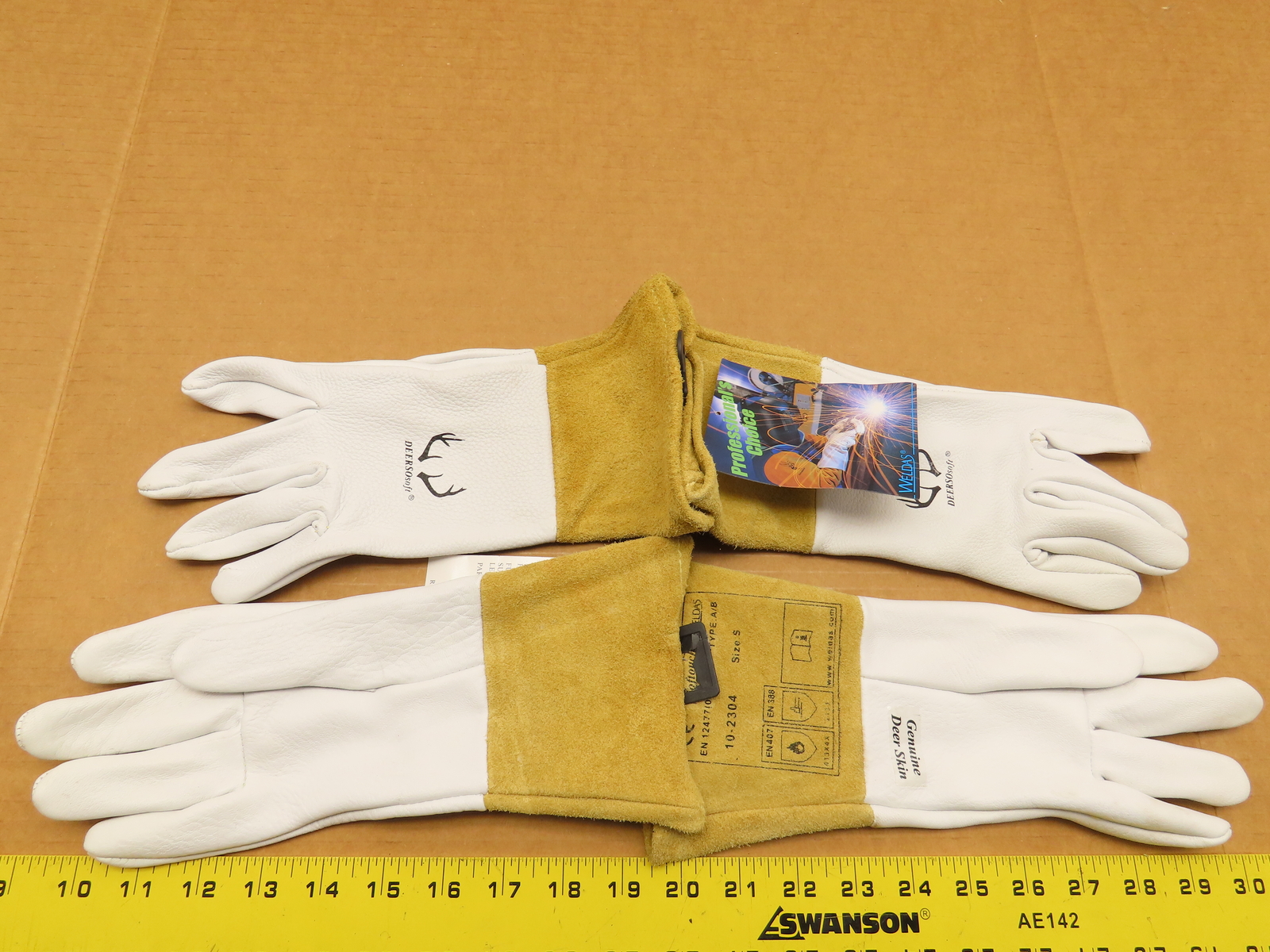 Weldas 10-2304 (2 Pair) DEERSOsoft TIG MIG Welding Gloves Made of Deerskin SMALL