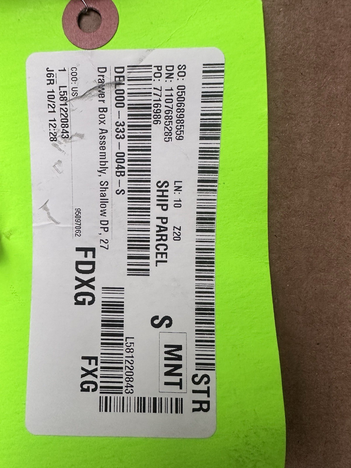 Delfield Assembly Drawer Box 000-333-004B-S OEM Genuine Part