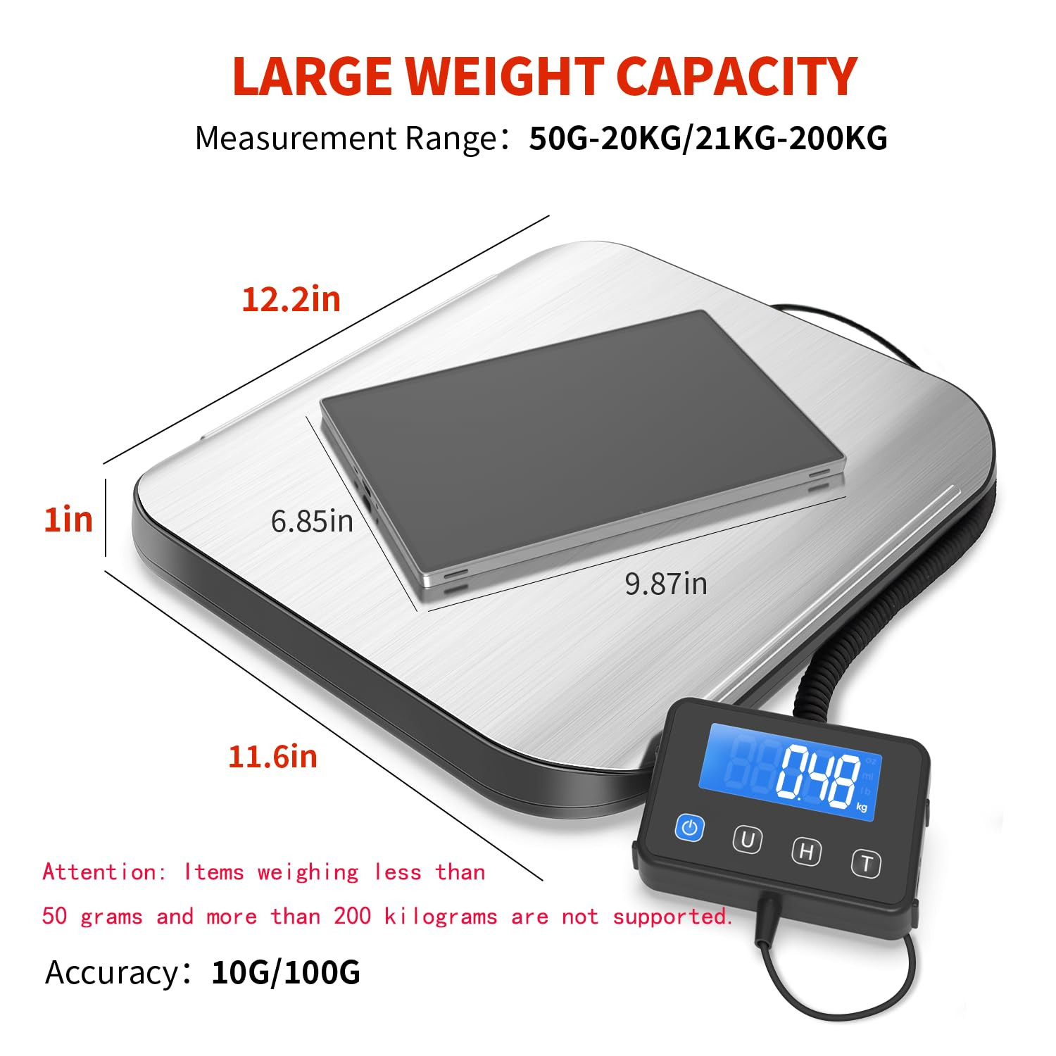 Shipping Scale, 440 LB Heavy Duty Postal Scale for Packages, Large Mailing Scale