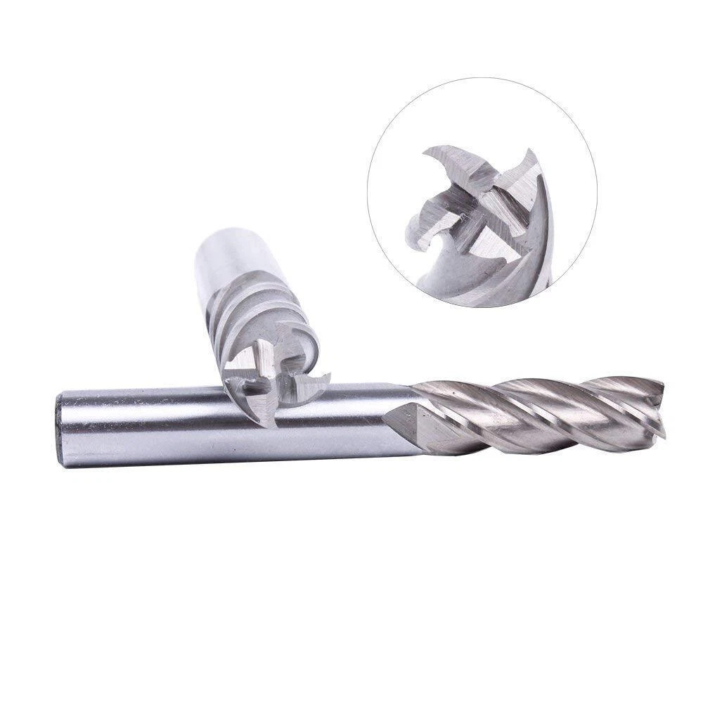 1/2″ 3/8″ 5/16″ 1/4″ 3/16″ 5/32″ 1/8″ 1/16″ 8pcs HSS 4 Flute Straight End Mill
