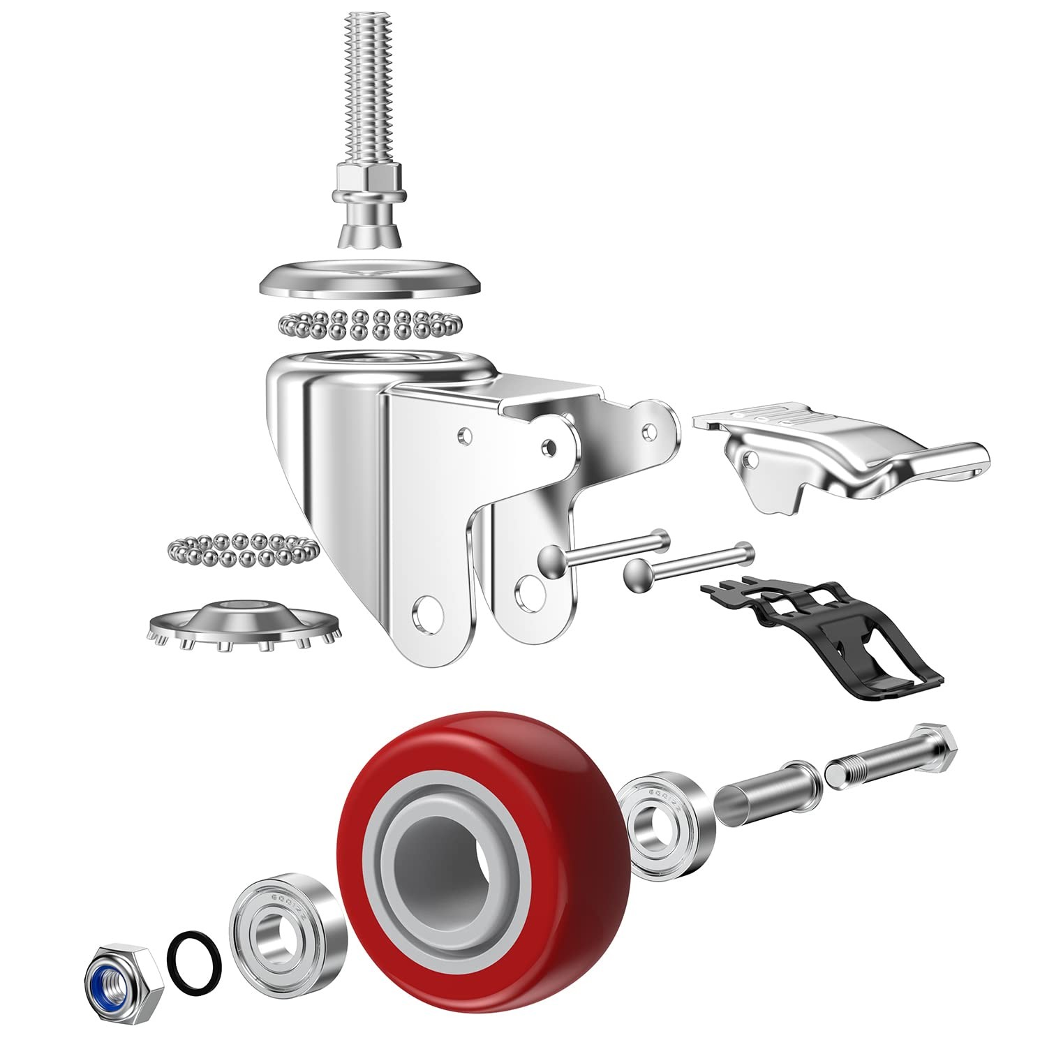 3 Inch Swivel Stem Casters Heavy Duty American Size Unc 1/213×11/2 Stem Thread