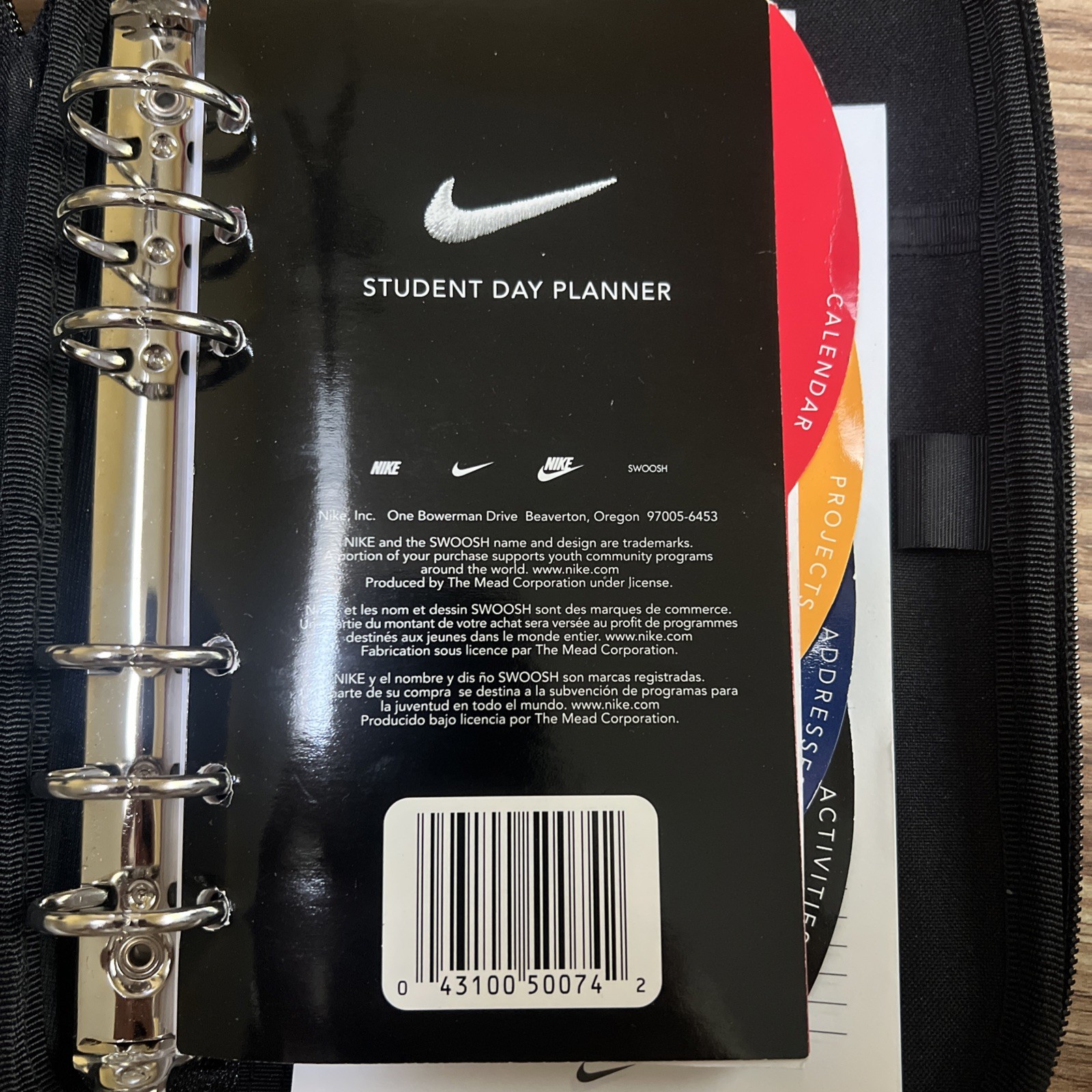 RARE VINTAGE Y2K Nike Mead Student Day Planner Black Vintage Y2K