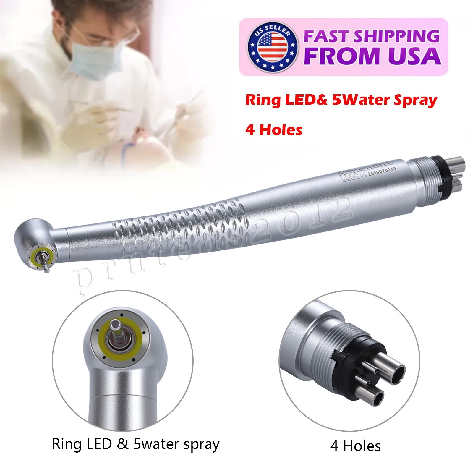Dental Ring LED Integrate E-generator High &Low Speed Handpiece 4 Holes Turbine