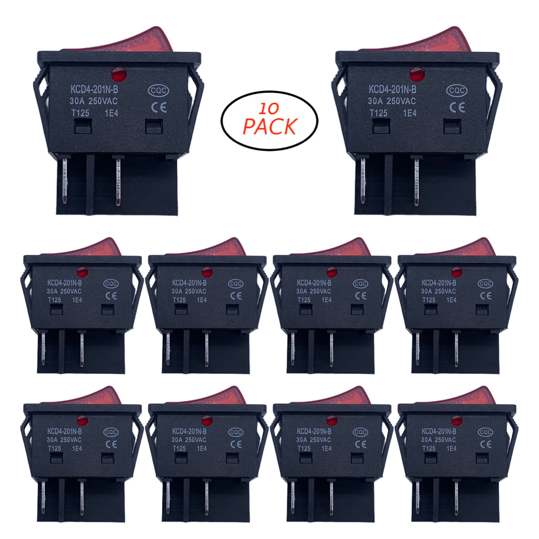 30A 250VAC High Current Rocker Switch SPDT ON/OFF KCD4-201N-B Welding Mach 10pcs