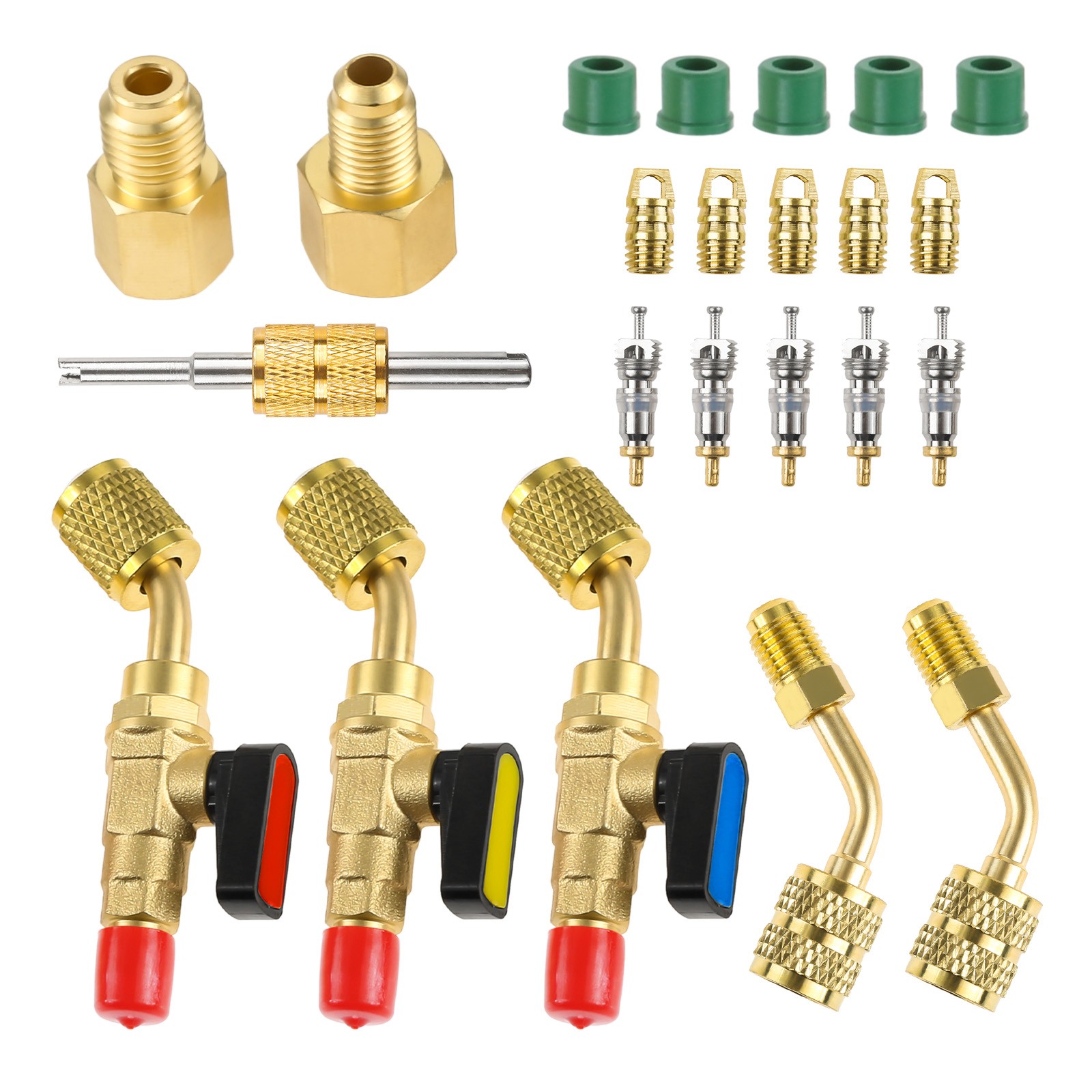 Air Conditioner Angled Ball Valve Adapter Kit for R410A R134A R12 R22 AC HVAC